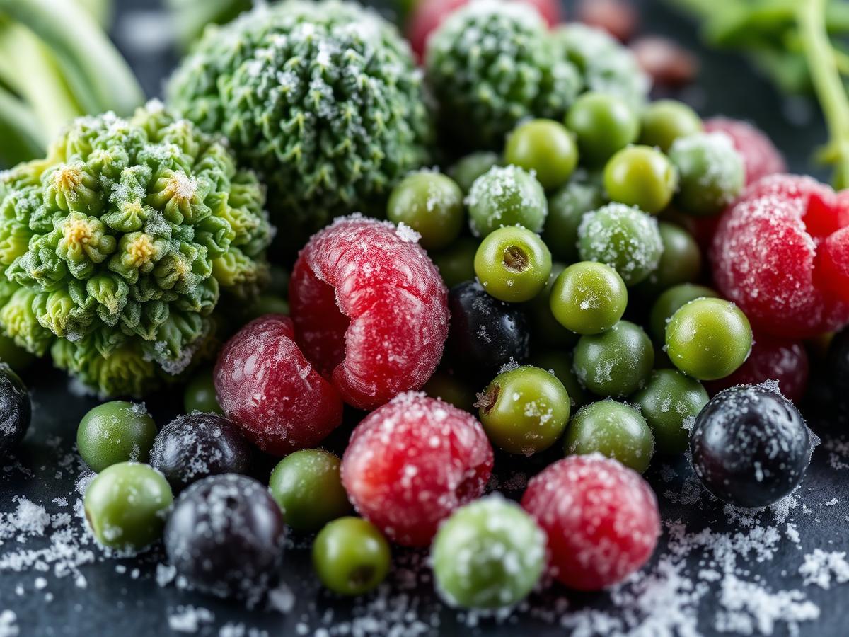 Frozen berries and vegetables